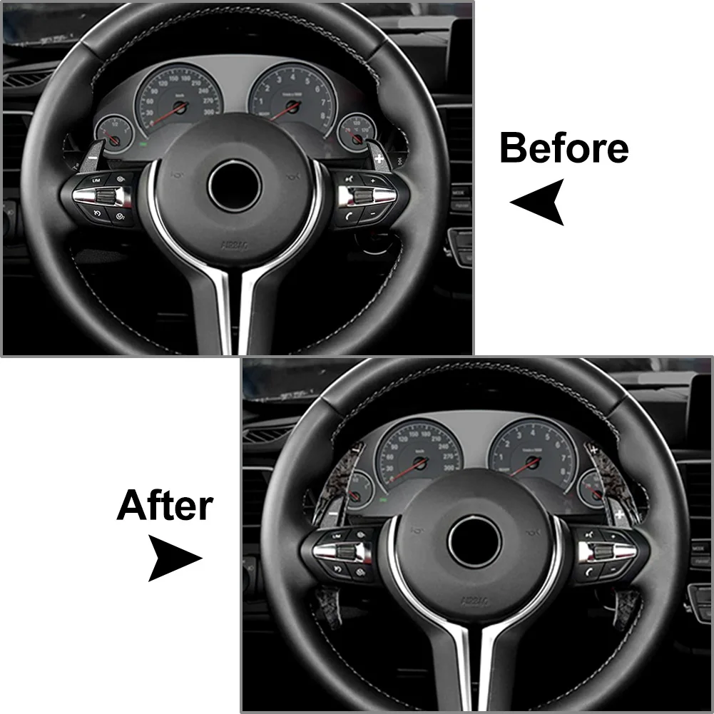 1Pair Forged Carbon Fiber Car Steering Wheel Paddle Shifter Extension For BMW M2 M3 M4 M5 M6 X5M X6M