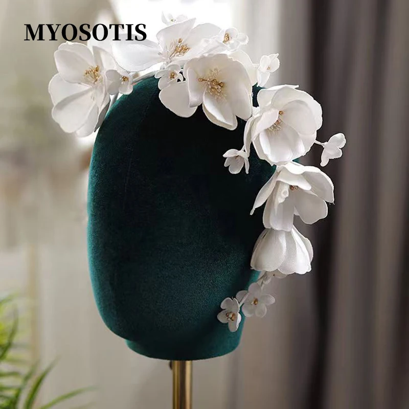 

Handmade Sweet White Flower Brides Tiara Headpieces Hairbands Soft Bridal Evening Hair Jewelry