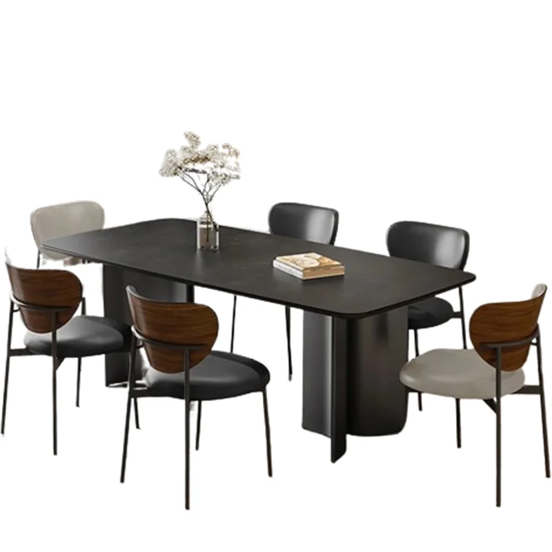 Металлический черный обеденный стол прямоугольный итальянский современный для