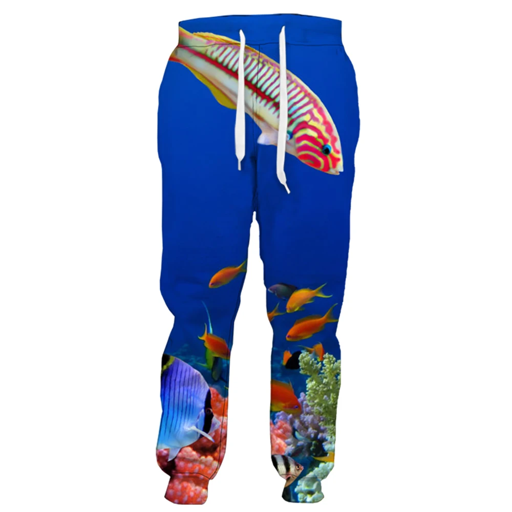 

Модные мужские брюки HX Sea Life, красочные рыбки с 3D принтом, спортивная одежда, повседневные спортивные брюки, уличная одежда, джоггеры, Прямая поставка