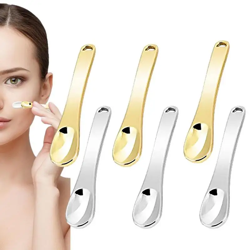 

Makeup Spoon Metal 6pcs Mini Facial Massage Spatula Facial Reusable Scoop Makeup Beauty Spoons For Face Cream Lotions