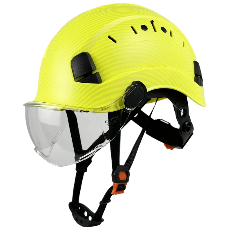 

Carbon Fiber Pattern Safety Helmet With Goggles Construction Hard Hats Visor For Engineer Safety Cap ABS Work Cap For Men
