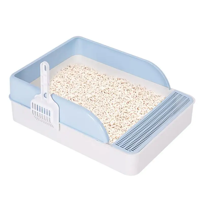 

Cat Litter Box Open Top Cats Litter Box With Shield Prevents Urine And Litter Leakage Assembly Free Easy To Clean Stylish Litter