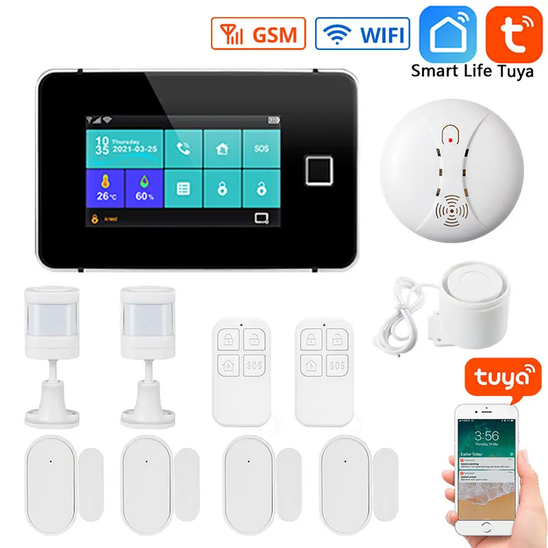 Tuya Wifi Wireless GSM Alarm Systems Security Home Kit 433MHz Control Siren IP Camera IPR Motion Door Window Smoke Support Alexa