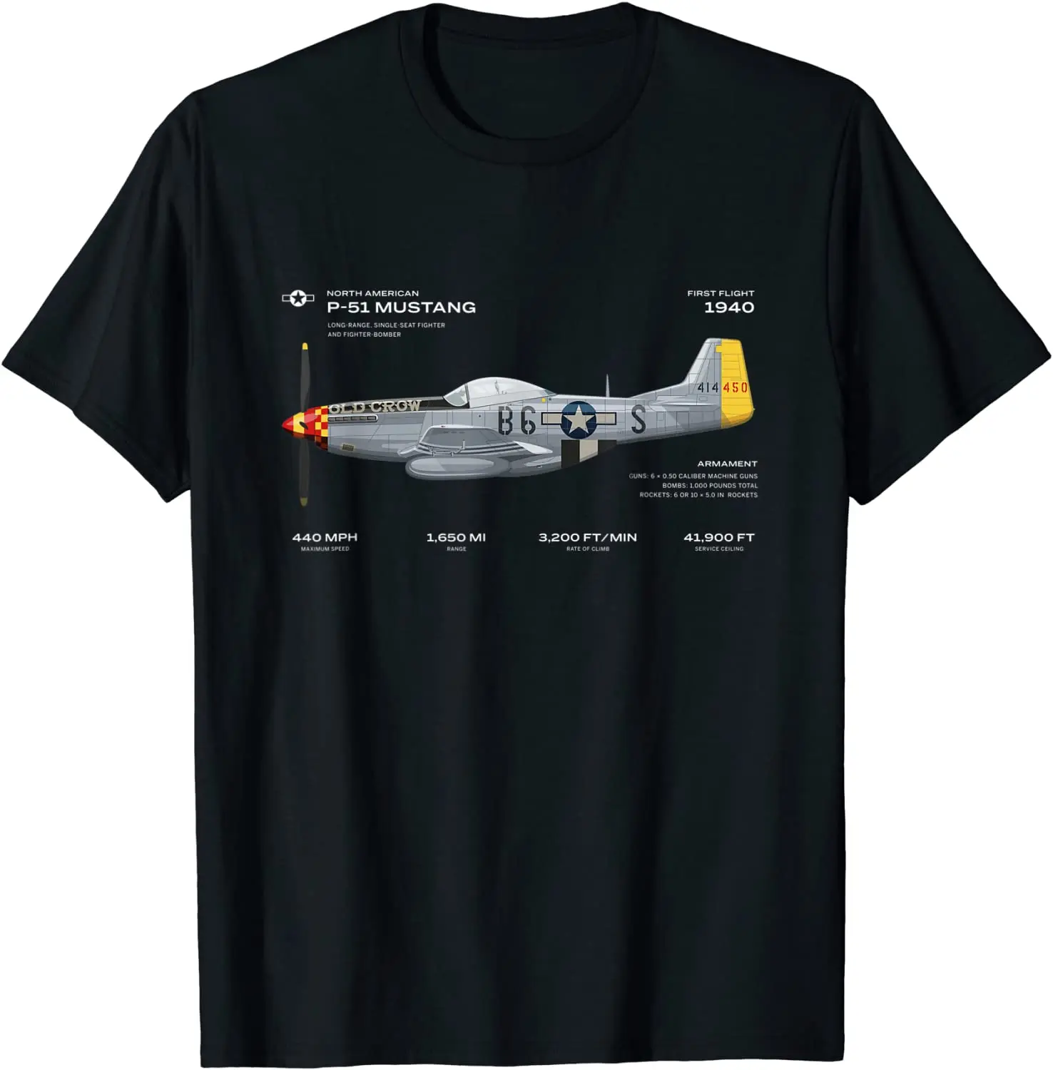 

P-51 Mustang WWII Airplane Historic War-Bird Fighter Men T-Shirt Short Casual 100% Cotton Shirts