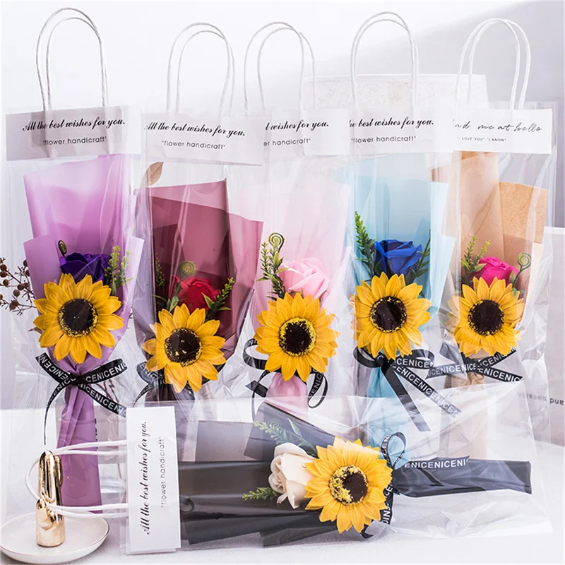 

International Women's Day Valentine Day Gift Rose Sunflower Artificial Soap Flower Party Decor