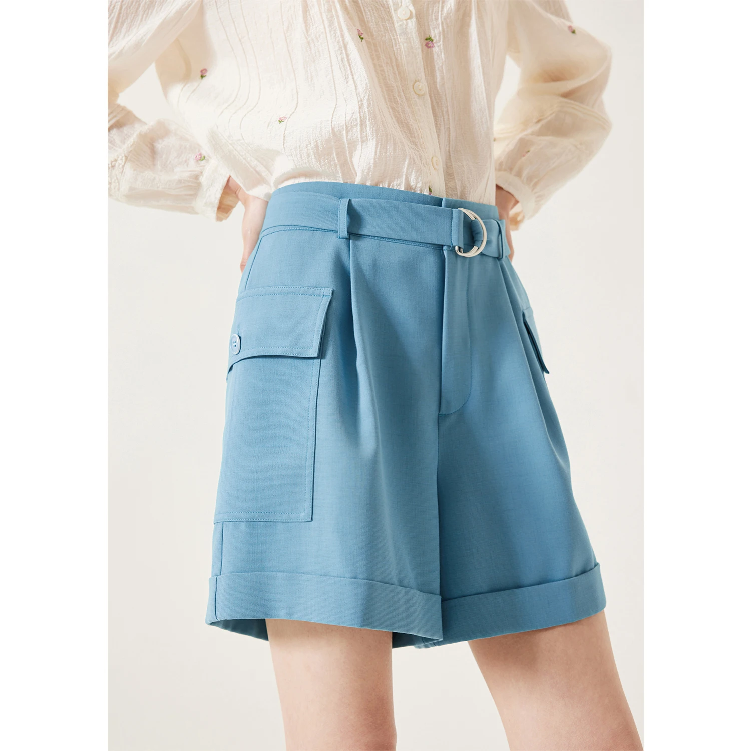 

Shuchan Pantalones Cortos De Mujer Viscose Polyester Spandex Casual Lace-up HIGH Waist Shorts Women Summer