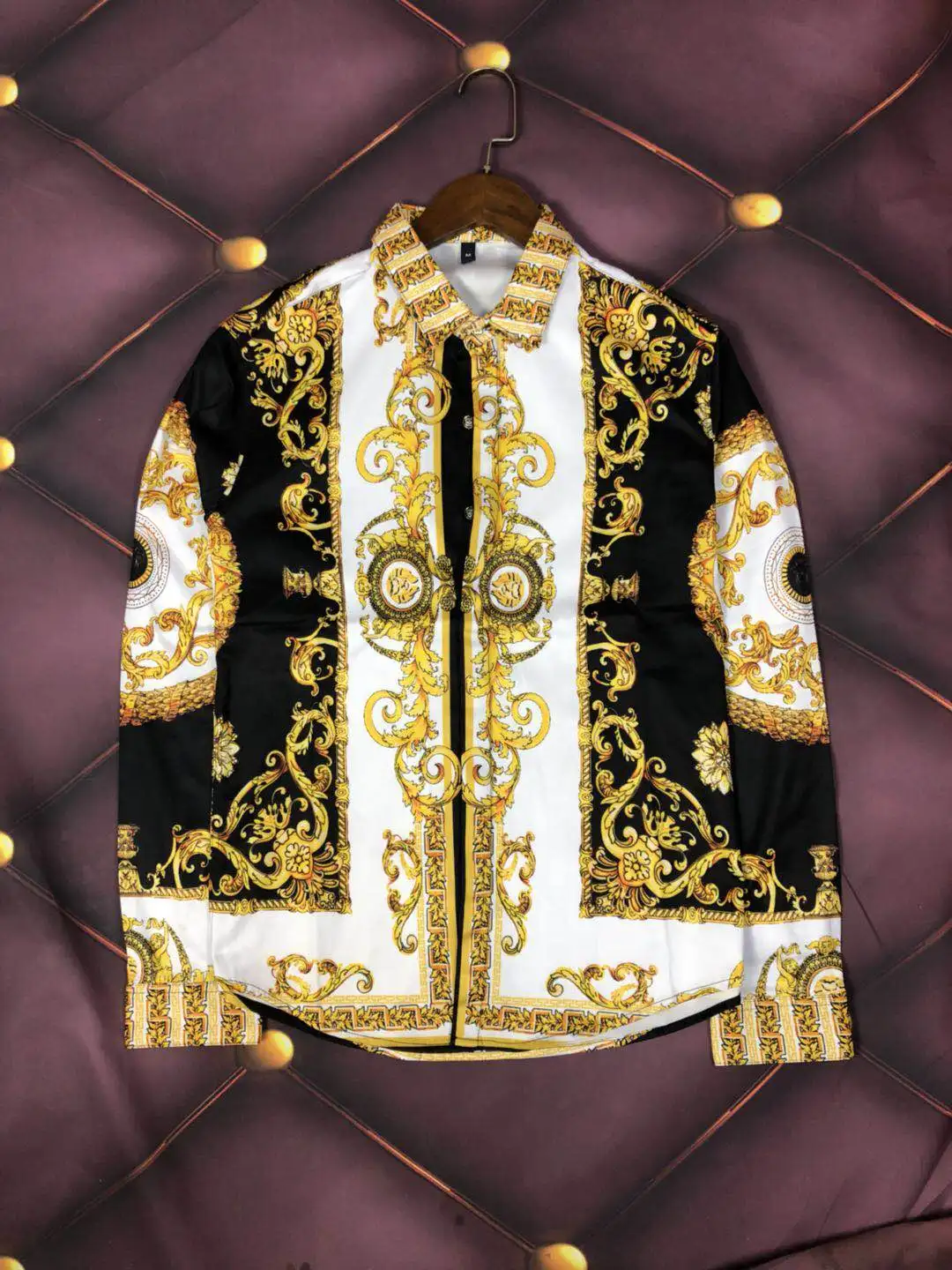 

Рубашка C656 мужская с длинным рукавом, модная Повседневная блуза с принтом в стиле барокко, весна-осень