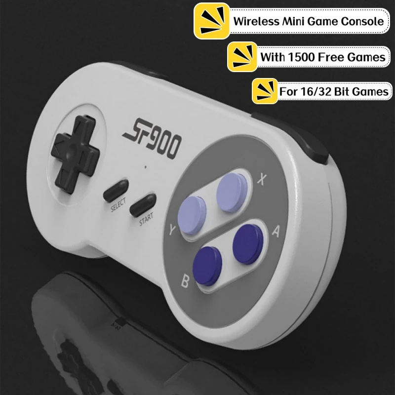 

Classic 1500 Games Mini Game Stick SF900 Arcade Video Game Console For 8 bit 16 Bit Games Collection Party Games Two Gamepads