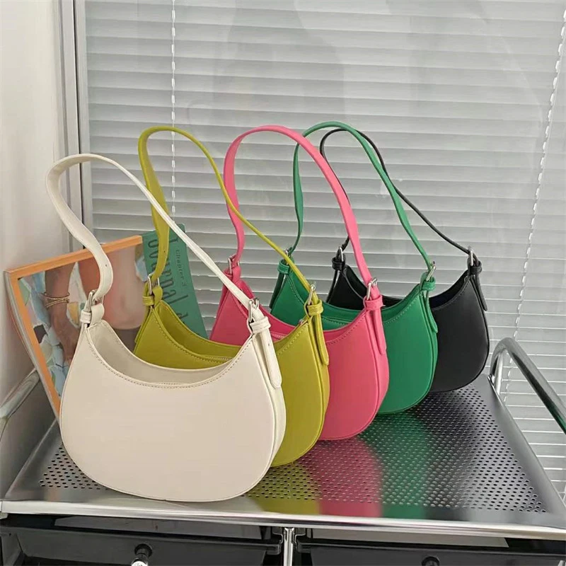 

Женская сумка с полумесяцем, летняя повседневная сумка через плечо, модные простые однотонные сумки, новинка 2022