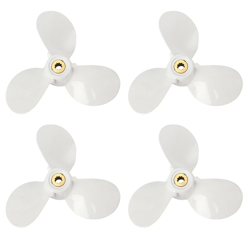 

4X 6E0-45941-01-El Aluminum Alloy Outboard Propeller 7 1/2X8-Ba For Yamaha Mariner 4-6Hp 3 Blades 9 Spline Tooth White