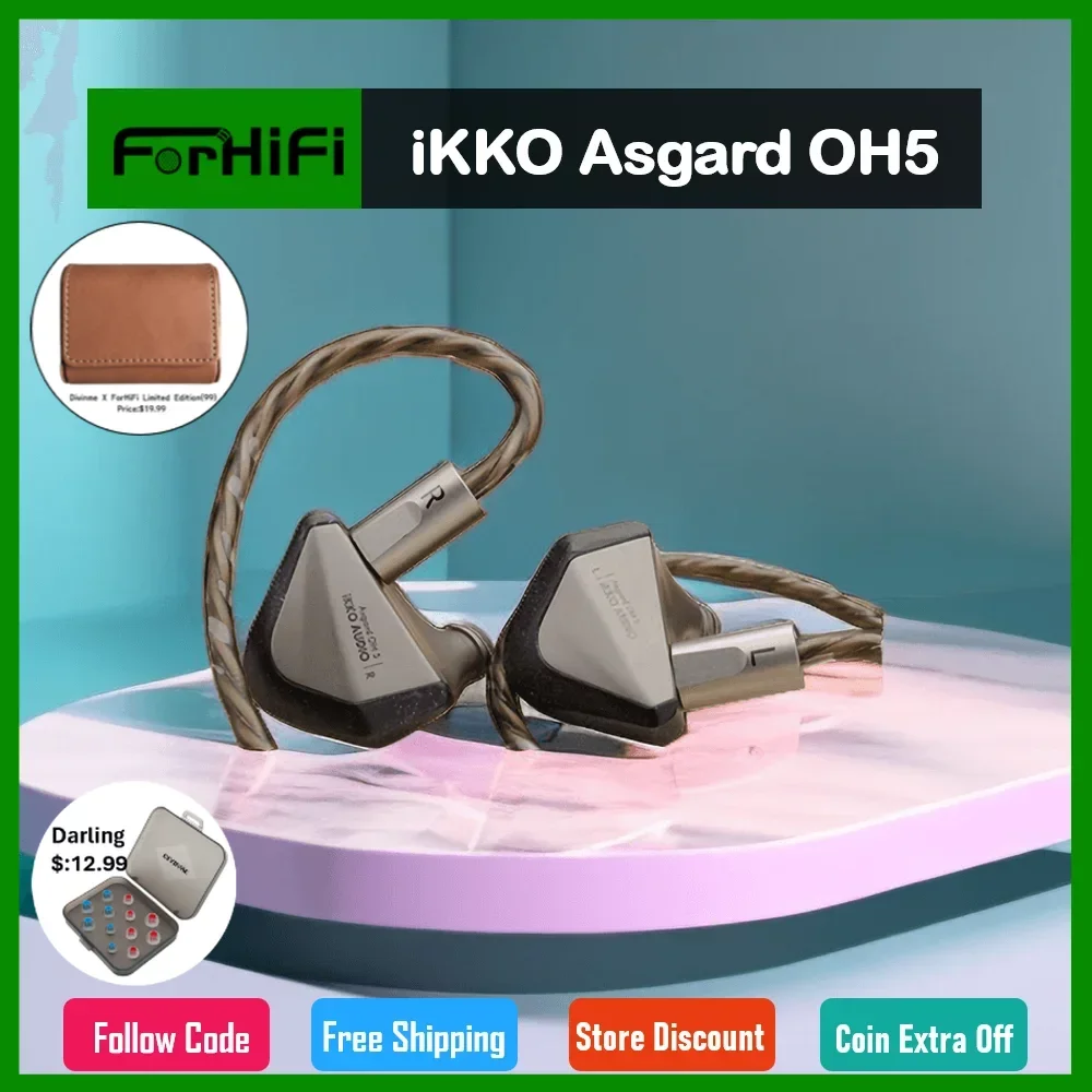 

iKKO Asgard OH5 Lithium-magnesium Diaphragm Dynamic Driver Monitors Earphone TItanium 12mm DD Wired HIFI In-Ear Headphones