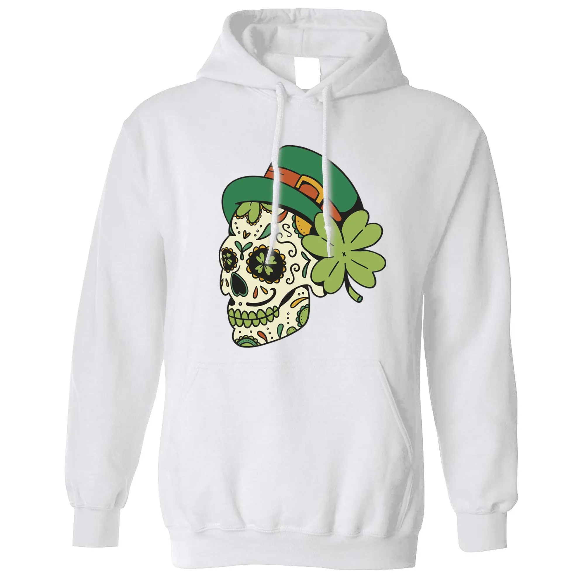 

St. Patricks Day Hoodie Irish Sugar Skull Irish Mexican Holiday Hooded Jumper Designer Sweatshirt