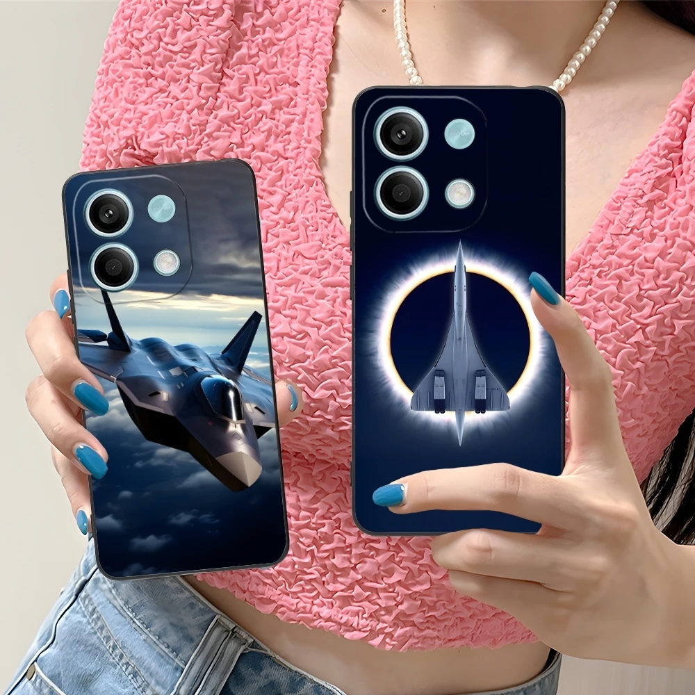 Чехол для мобильного телефона AirForce Plane Xiaomi Redmi 14 13 13C 12 12C 10 10C A1 A2 A3 Plus 5G черный