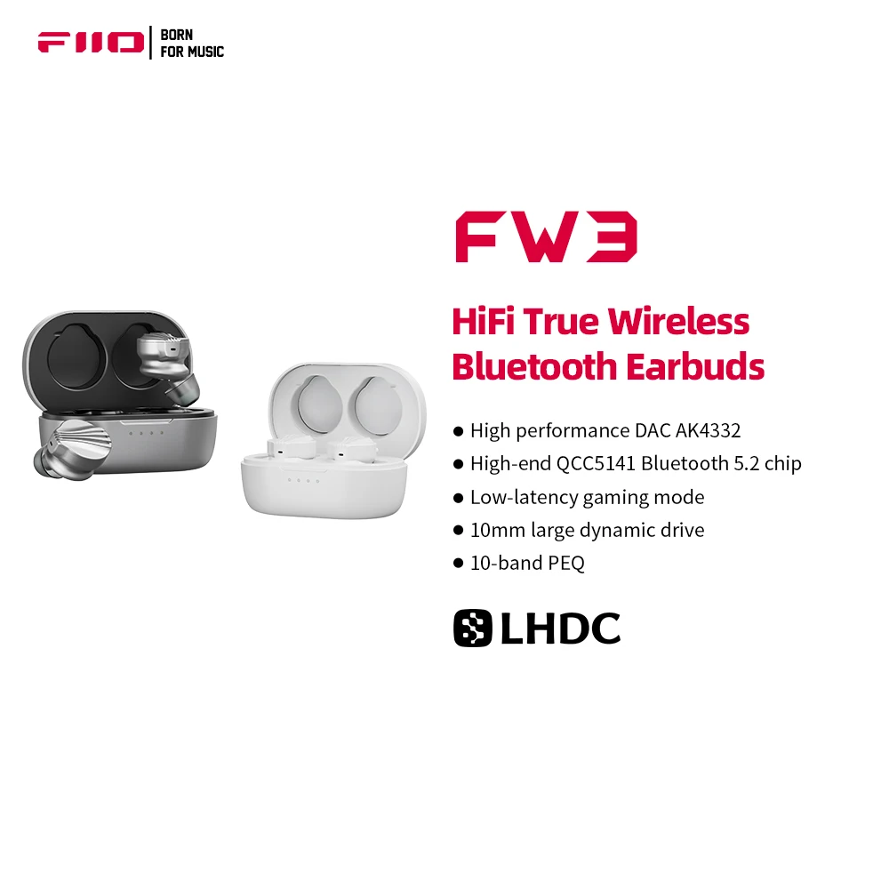 FiiO FW3 LDAC настоящие беспроводные наушники 10 мм драйверы с пышным вокалом/басом