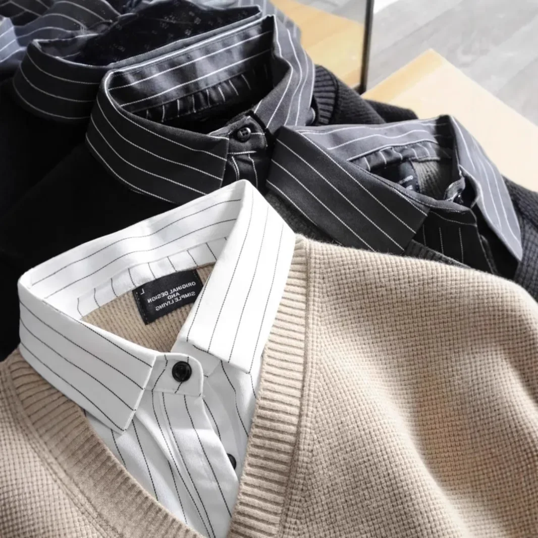 Элегантный мужской свитер в британском стиле новинка Модный трикотажный топ из