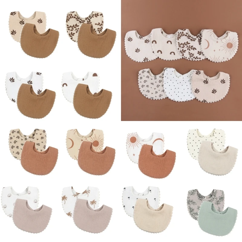 

Breathable Cotton Bib Newborn Neck Towel High Absorb Teething Bib 360°Round Bib