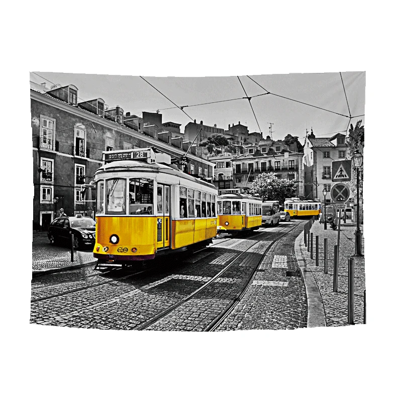 Дорожный пейзаж гобелен подвесная ткань Ins сетка красный фон комната