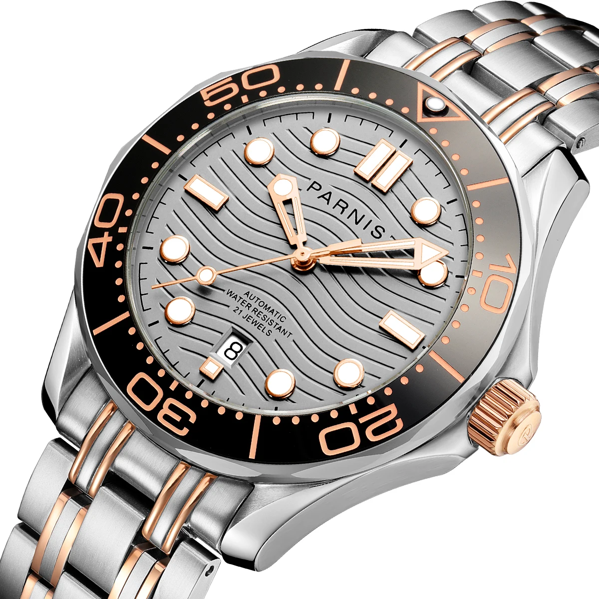 

Parnis 42mm Stainless Steel Case Automatic Mechanical Men's Watch Fashion Sapphire Crystal Miyota 8215 Top Luxury Brand Watches