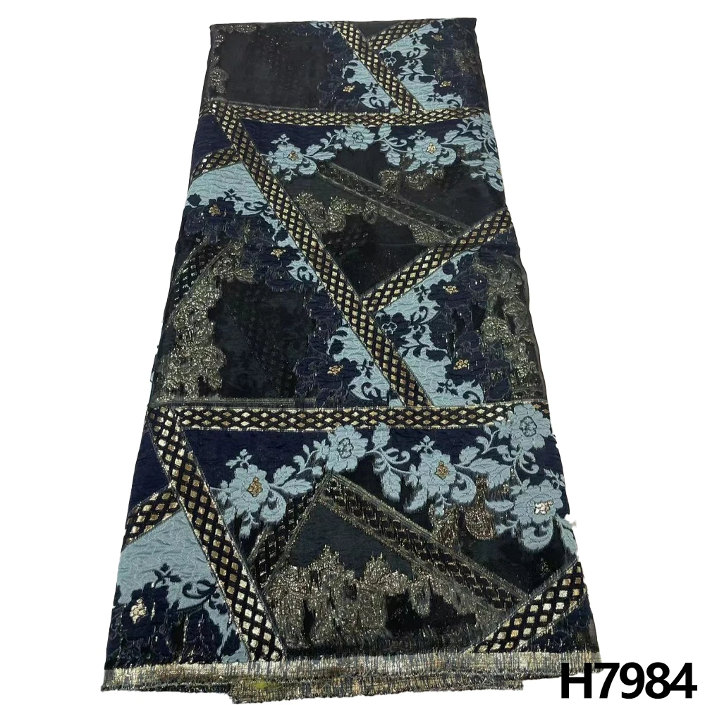 

HFX The latest Gold-plated African Lace Fabric 2023 High-quality French brocade Jacquard lace fabric 5 size Nigerian party dress