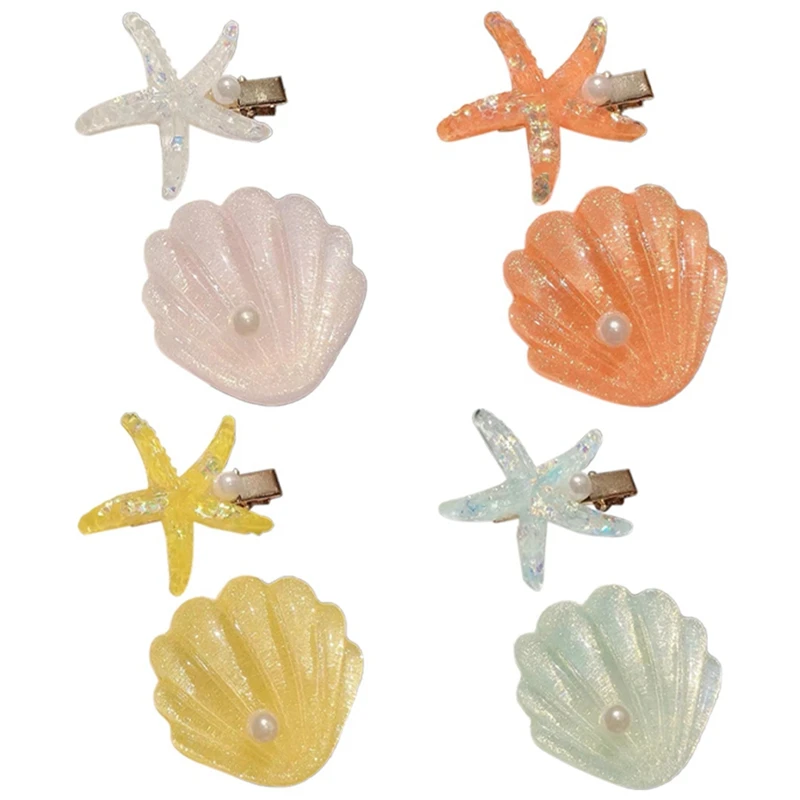 

8 Pcs Starfish Sea Shell Princess Hair Clips Mermaid Costume Accessories For Women Girls Kids