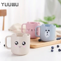 kids children infant baby milk cup with handle breakfast mug drink home cup cartoon training cup wheat strawpp