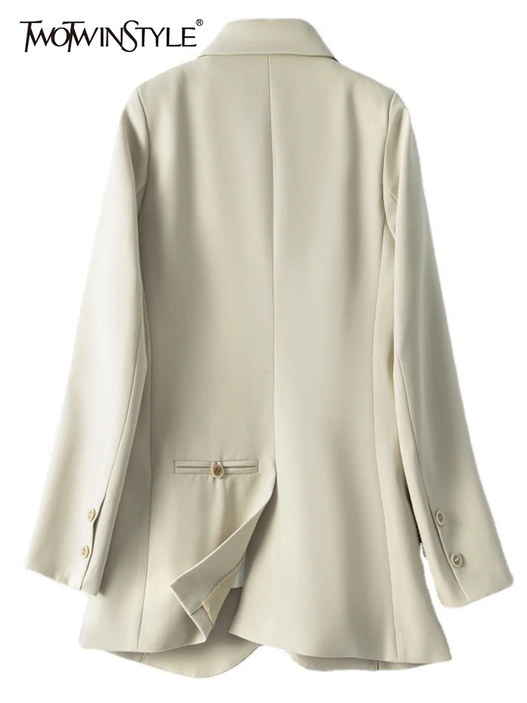 

Женский двубортный пиджак TWOTWINSTYLE, весенний, черный пиджак свободного покроя с отложным воротником и длинными рукавами, 2023
