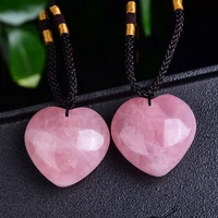 fashion gift natural healing magic wand gem heart pendant jade pink crystal necklace