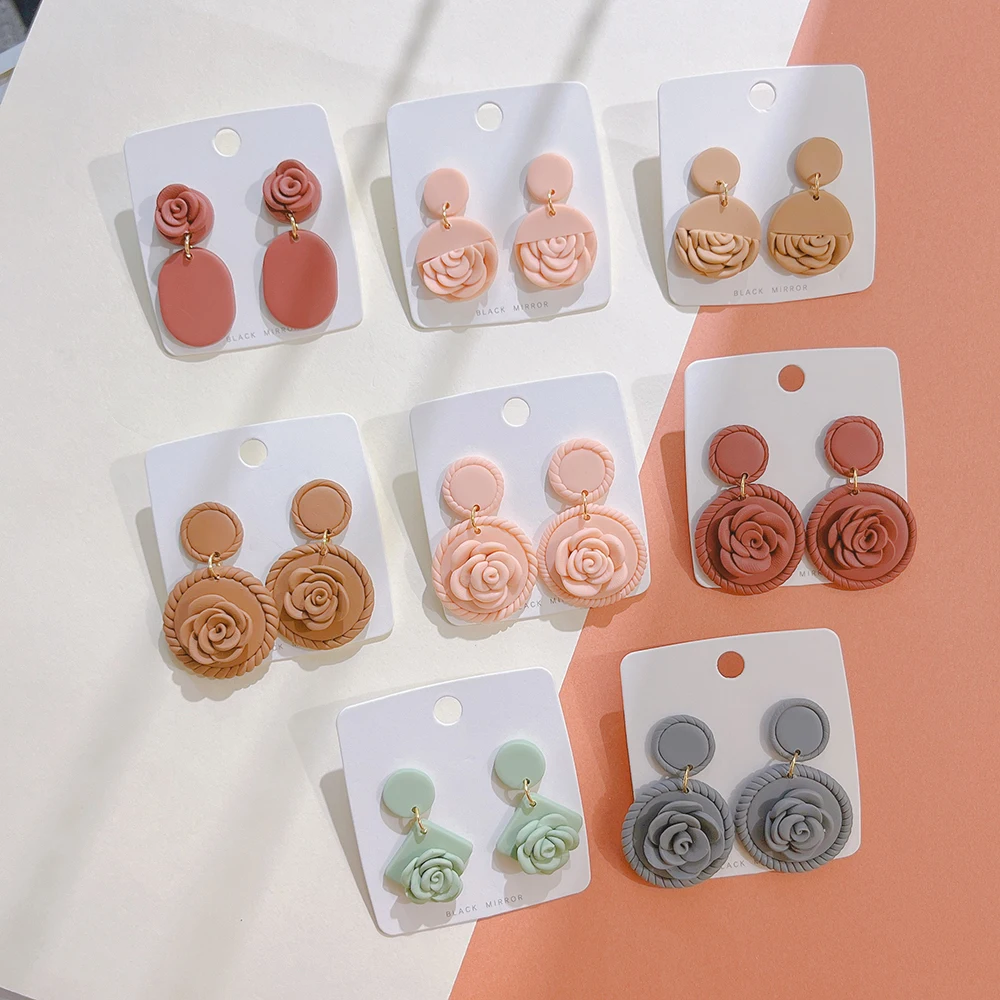 

Women dangle earrings Geometry Polymer Clay Handmade Earring pendientes verano 2022 trend new ceрьги Женские 2022 тренд HoBИH