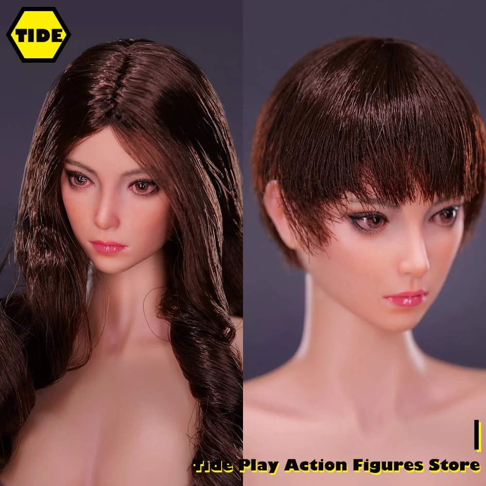 

4 Style YMT080 1/6 Asian Women Ya Head Sculpt Beauty Short /Long Wavy Hair Head Sculpt Fit 12'' Ph/Tbl Action Figure Soldier