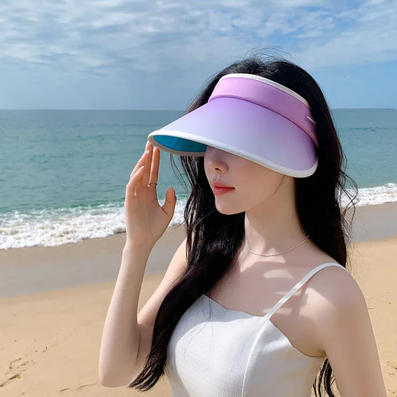 

New Design Summer Women Visor Large Brim with 3-Speed Regulation Electric Fan Outdoor UV Protection Empty Top Sun Hat for Female