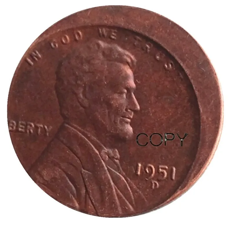 US One Cent 1951D ошибка при отключенном центре ошибка редких копий монет