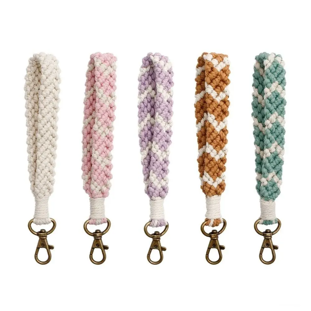 

New Buckle Wristlet Keychain Woven Lanyard Braided Keychain Cotton Cord