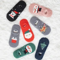 new autumn and winter ladies boat socks non slip and velvet padded floor socks warm indoor sleep cotton socks christmas snowman
