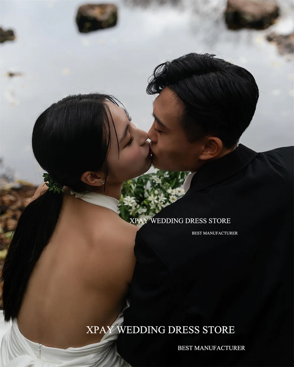 Платье Свадебное Плиссированное с лямкой на шее без рукавов