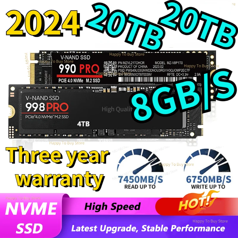 

8TB 2023 New PS5 Original Hot Selling 2TB Solid State Laptop Hard Disk Desktop M.2 SSD 1TB 512GB High Capacity Solid State Drive