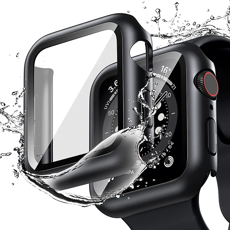 

Glass+Cover For Apple Watch case 8 7 6 SE 5 3 iWatch Accessorie Screen Protector Apple watch serie 45mm 41mm 44mm 40mm 42mm 38mm