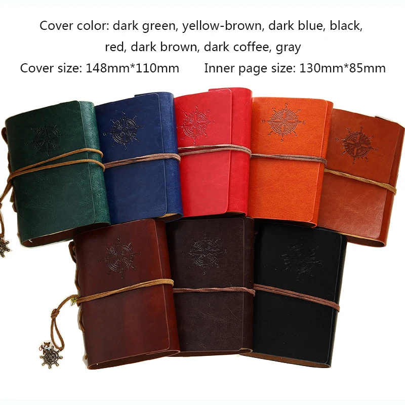 Creative Pirate PU Leather Loose-Leaf Replaceable Notepad Retro Spiral Strap Traveler Diary A6 Notebook Graffiti Sketchbook