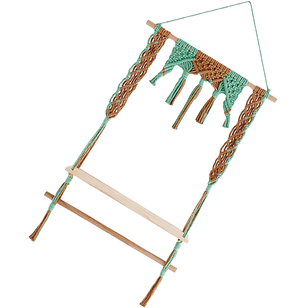

Wall Shelves Macrame Hanging Decor Shelfholder Rope Hanger Decorative Kitchen Display Wooden Floating Pot Bookshelvesbedroom