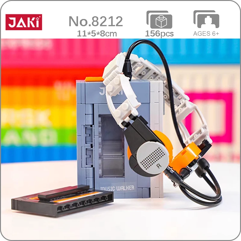 

Музыкальная лента-рекордер JAKI 8212, радиоустройство для песни Walkman, модель наушников «сделай сам», мини-кубики, конструктор для детей, без коро...