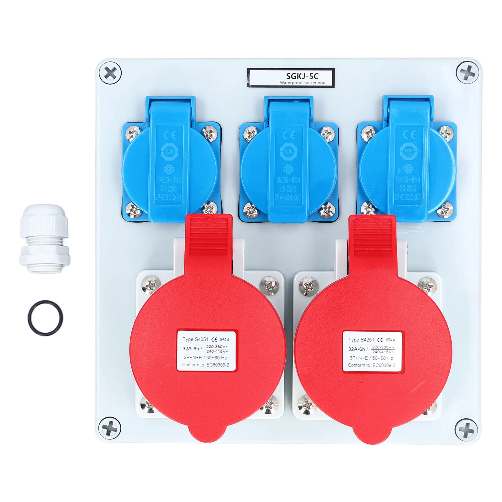 Электрическая розетка 3 шт. 16A 250V EU Outlet 2 32A 5-контактная CEE IP44 Водонепроницаемая