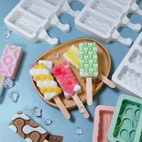 geometry pattern silicone ice cream mold easy popsicle mold reusable ice cream bar pop molds for diy making summer baking tools