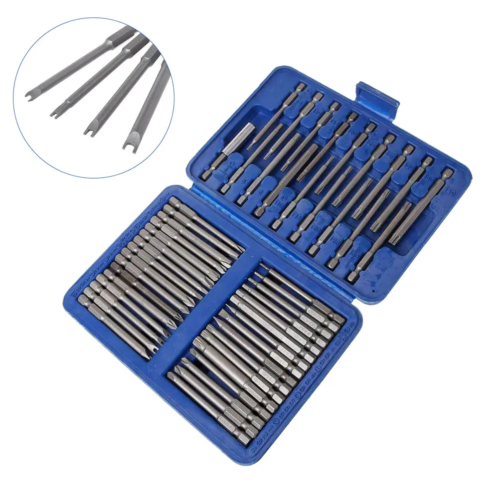 

50pcs Torx Star Hex Hardware Hand Tool Professional Screwdriver Bit Set Alloy Steel Extra Long Home Slotted Security Replacement