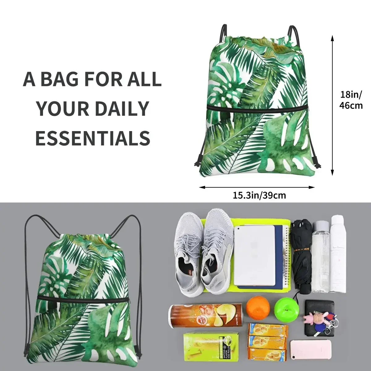 Портативные рюкзаки Monstera Banana Palm Leaf сумка на шнурке повседневные карманные сумки