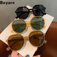boyarn fashion online celebrity same style tianyang womens retro round frame off white sunglasses womens personality with litt