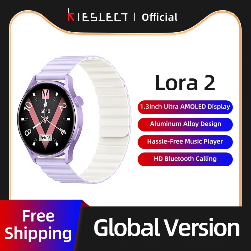 Kieslect Lora 2 Smartwatch 1.3'' AMOLED Screen HD Bluetooth Call Heart Rate Health Monitor Fashion Sports Women Smart Watch