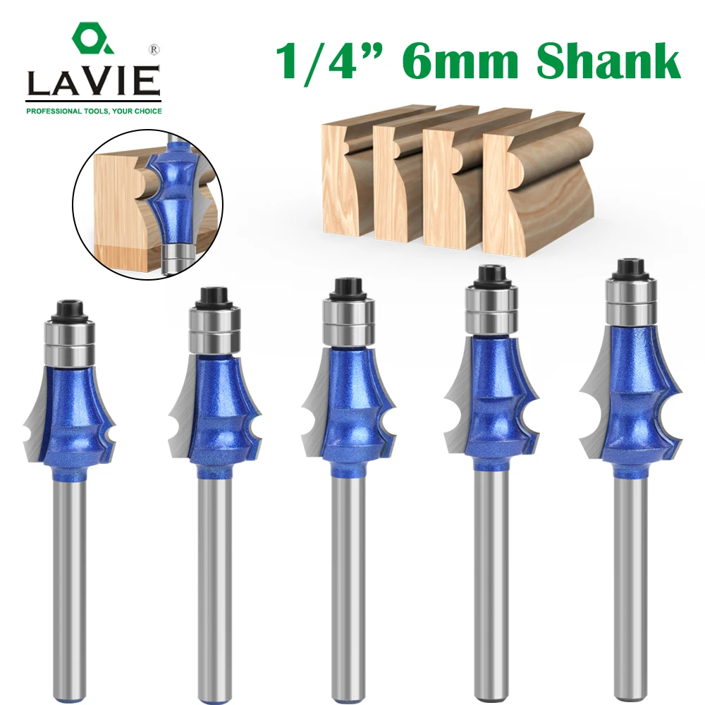 LAVIE  6mm 1/4 Shank high-quality Tungsten Carbide Drawing Line Router Bit Set for Woodworking milling cutter
