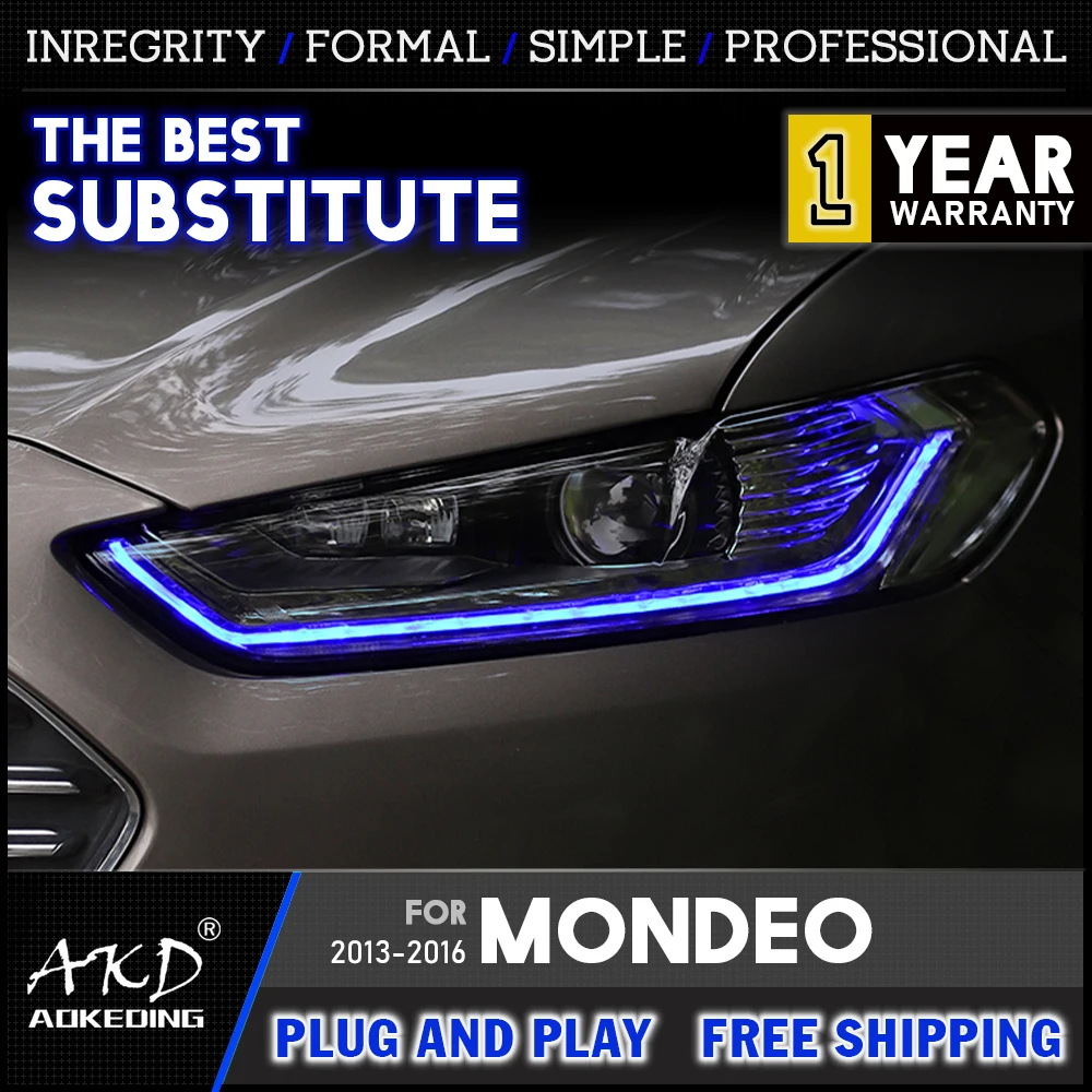 Передняя фара для Ford Fusion Mondeo 2013-2017 фары противотуманные дневные ходовые огни DRL H7