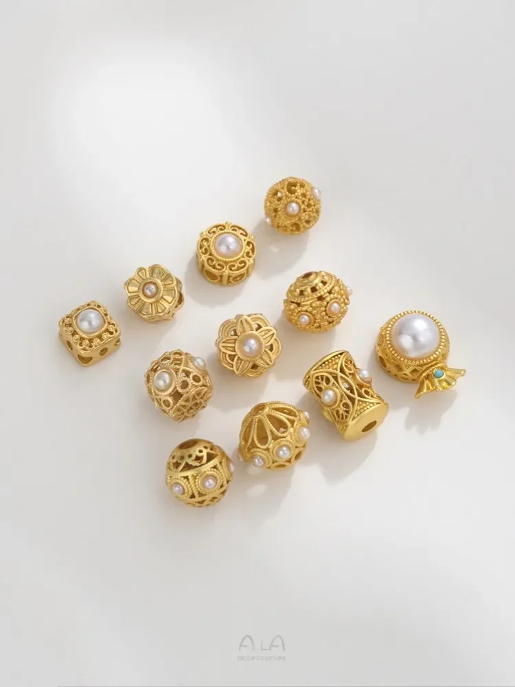 Древний метод матового золота инкрустированный жемчужным кружевом выдолбленный