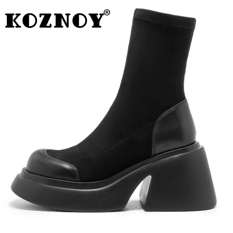 

Женские сапоги из эластичной ткани, 7,5 см, на платформе